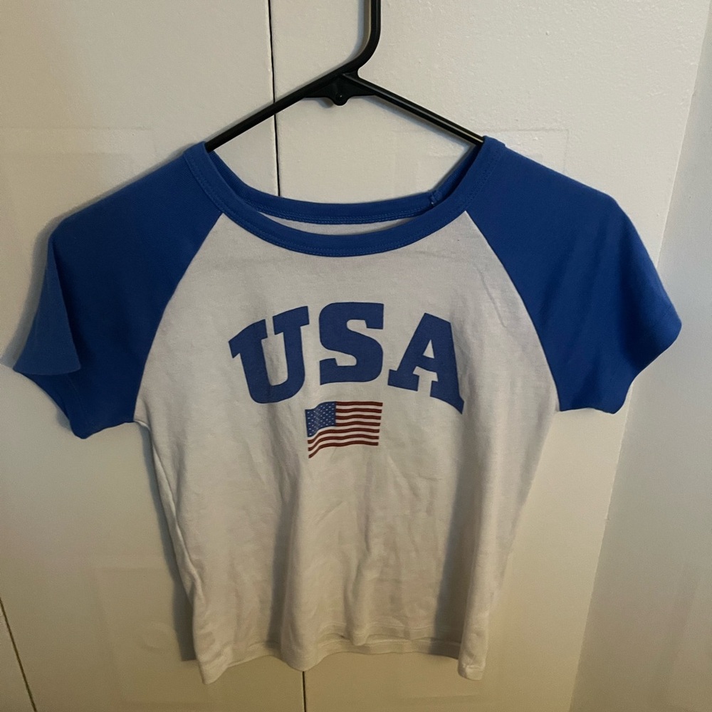 Blue and White USA Crop Top